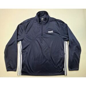 Lonsdale Jacket Mens XL Blue White 1/4 Zip Pockets Windbreaker Pullover